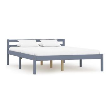 Estructura De Cama De Madera Maciza De Pino Gris 140x200 Cm