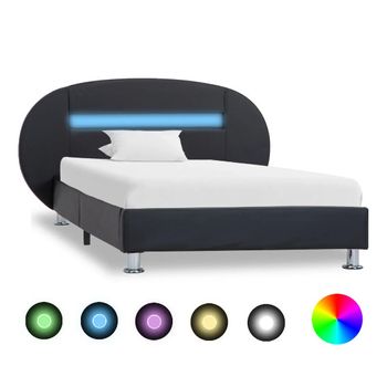 Estructura De Cama Con Led Cuero Sintético Negro 90x200 Cm