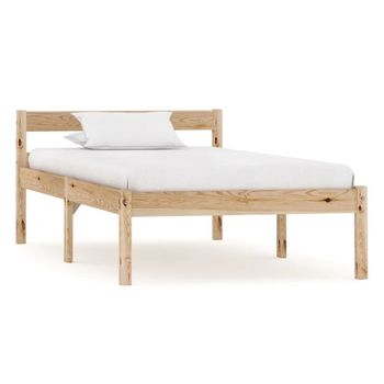 Estructura De Cama De Madera Maciza De Pino 100x200 Cm Marrón