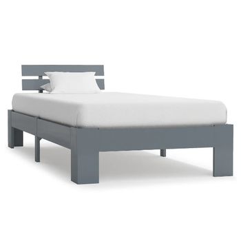 Estructura De Cama De Madera Maciza De Pino Gris 90x200 Cm