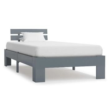 Estructura De Cama De Madera Maciza De Pino Gris 100x200 Cm