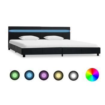 Estructura De Cama Con Led Cuero Sintético Negro 180x200 Cm