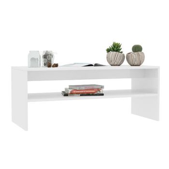 Mesa De Centro Madera Contrachapada Blanco Brillo 100x40x40 Cm