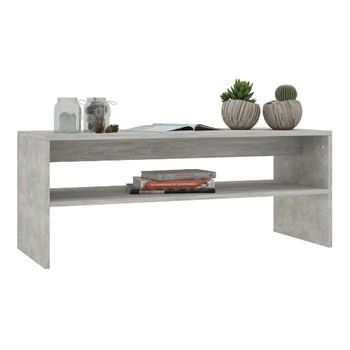 Mesa De Centro Madera Contrachapada Gris Hormigón 100x40x40 Cm