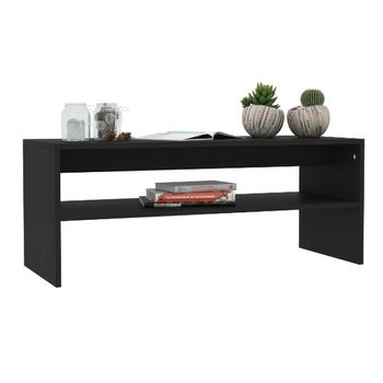 Mesa De Centro De Madera Contrachapada Negro 100x40x40 Cm