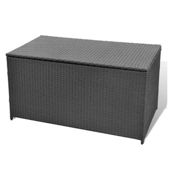 Caja De Almacenaje De Jardín Ratán Sintético Negro 120x50x60 Cm