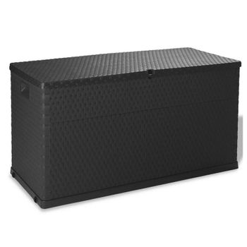 Caja De Almacenamiento De Jardín Marrón Ratán Pp 120x56x63 Cm Antracita