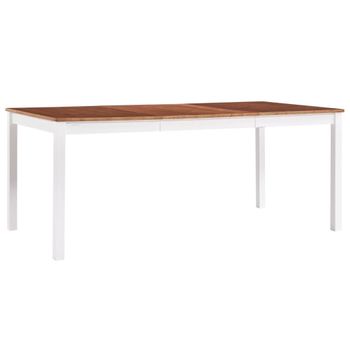 Mesa De Comedor De Madera De Pino Blanco Y Marrón 180x90x73 Cm