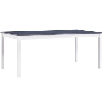 Mesa De Comedor De Madera De Pino Blanco Y Gris 180x90x73 Cm