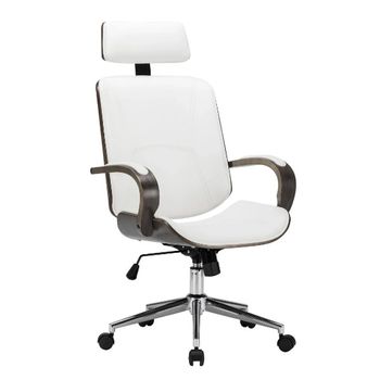 Silla Oficina Con Reposacabezas Cuero Sintético Madera Blanco