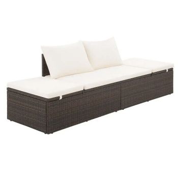 Cama De Jardín 195x60 Cm Ratán Sintético Marrón