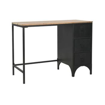 Escritorio Con Pedestal Madera Abeto Y Acero 100x50x76 Cm Negro