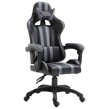 Silla De Gaming De Cuero Sintético Gris