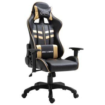 Silla De Gaming De Cuero Sintético Dorado