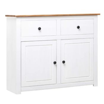 Aparador De Madera Maciza Pino Estilo Panamá Blanco 93x40x80 Cm