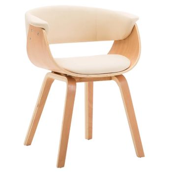 Silla De Comedor De Madera Curvada Y Cuero Sintético Crema