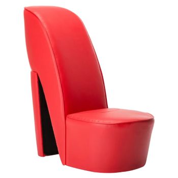 Sillón Con Forma De Zapato De Tacón Cuero Sintético Rojo