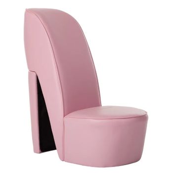 Sillón Con Forma De Zapato De Tacón Cuero Sintético Rosa