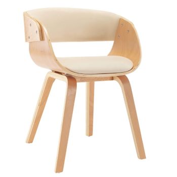 Silla De Comedor Madera Curvada Y Cuero Sintético Crema