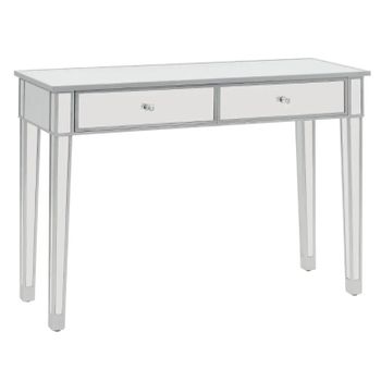 Mesa Consola De Espejo De Mdf Y Vidrio 106,5x38x76,5 Plateado