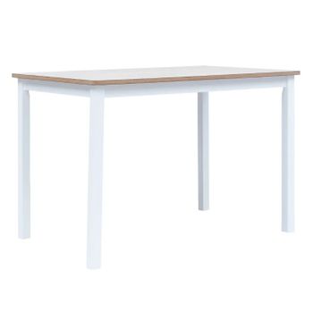 Mesa De Comedor De Madera De Caucho Blanco Marrón 114x71x75 Cm