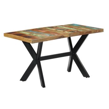 Mesa De Comedor De Madera Maciza Reciclada 140x70x75 Cm Multicolor