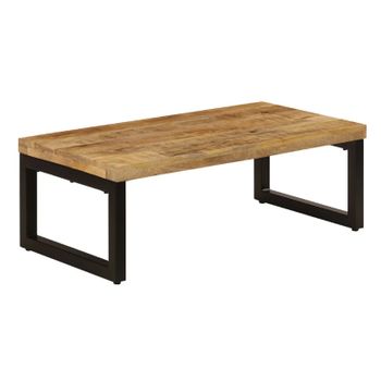 Mesa De Centro Madera Maciza De Mango Y Acero 100x50x35 Cm Marrón