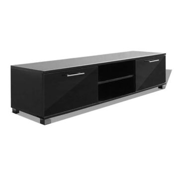 Mueble De Tv Negro Brillo 120x40,5x35 Cm