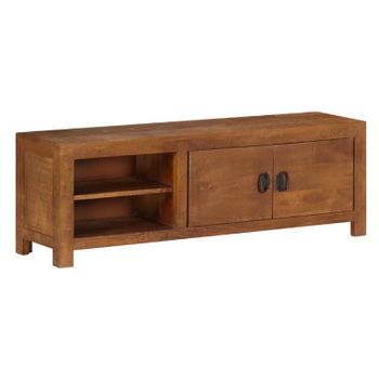 Mueble De Tv De Madera Maciza De Mango 120x30x40 Cm Marrón