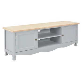 Mueble Para Tv Madera Maciza De Mango Gris 120x30x40 Cm