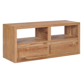 Mueble De Tv Madera Maciza De Teca 90x30x40 Cm Marrón