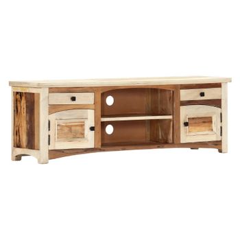 Mueble Para Tv De Madera Maciza Reciclada 120x30x40 Cm Marrón