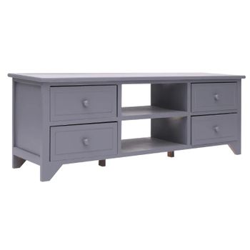 Mueble Para Tv Madera De Paulownia Gris 115x30x40 Cm