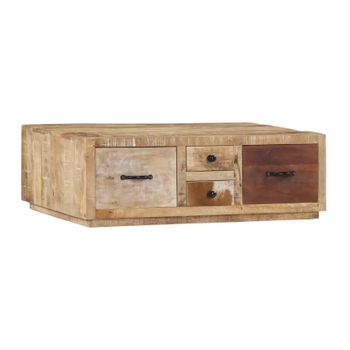 Mesa De Centro De Madera Maciza De Mango 90x60x30 Cm Marrón