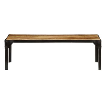 Mesa De Centro De Madera Maciza De Mango Rugosa Y Acero 110 Cm Marrón