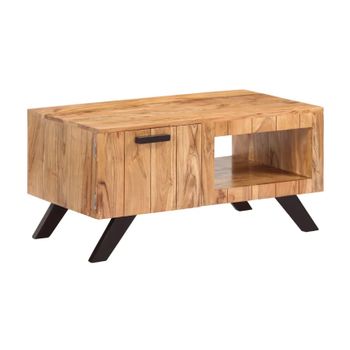 Mesa De Centro De Madera Maciza De Acacia 90x50x45 Cm Marrón