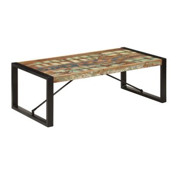 Mesa De Centro Madera Maciza Reciclada 120x60x40 Cm Multicolor