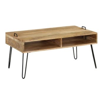 Mesa De Centro Madera Maciza De Mango Maciza 100x60x45 Cm Marrón