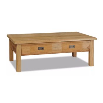 Mesa De Centro Madera De Teca Maciza 100x60x35 Cm Marrón