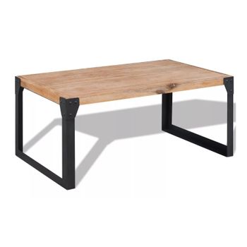 Mesa De Centro De Madera Maciza Reciclada 100x60x45 Cm Marrón