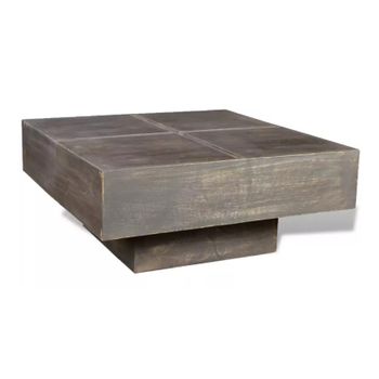 Mesa De Centro Cuadrada De Madera Maciza De Mango Marrón