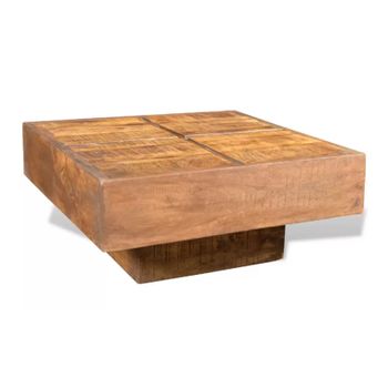 Mesa De Centro Cuadrada De Madera De Mango Marrón