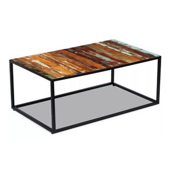 Mesa De Centro Madera Maciza Reciclada 100x60x40 Cm Multicolor