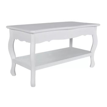 Mesa De Centro De 2 Niveles De Mdf Blanca