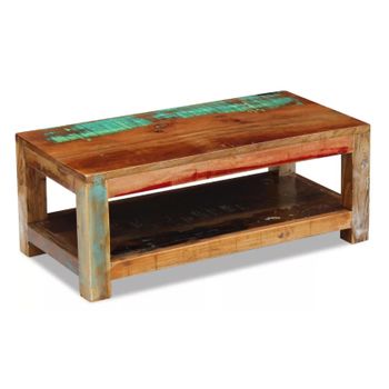 Mesa De Centro Madera Maciza Reciclada 90x45x35 Cm Marrón