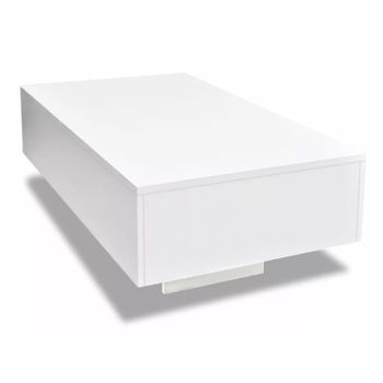 Mesa De Centro Rectangular Blanco Con Brillo