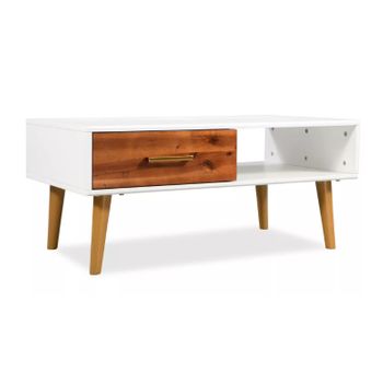 Mesa De Centro De Madera De Acacia Maciza 90x50x40 Cm Marrón