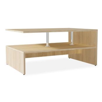 Mesa De Centro De Madera De Ingeniería Blanca 90x59x42 Cm Marrón