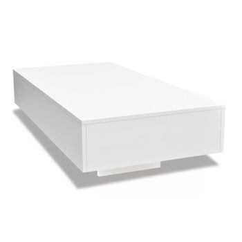 Mesa De Centro Rectangular De Fibra De Vidrio Blanco Brillante