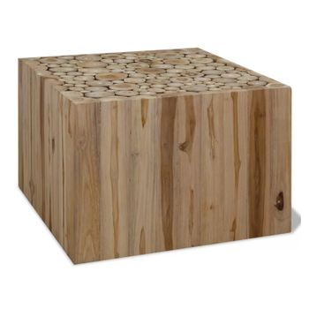 Mesa De Centro De Madera De Teca Genuina 50x50x35 Cm Marrón